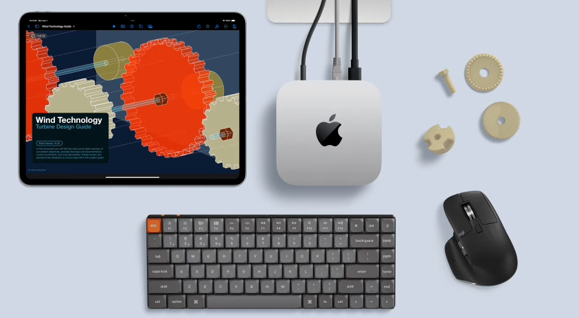 Illustration eines Mac-mini-Cloud-Entwicklungsarbeitsplatzes